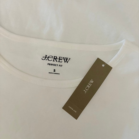 NWT!! J. CREW New Perfect Fit Short Sleeve T-Shirt Top Knit Solid White Small - Picture 9 of 12